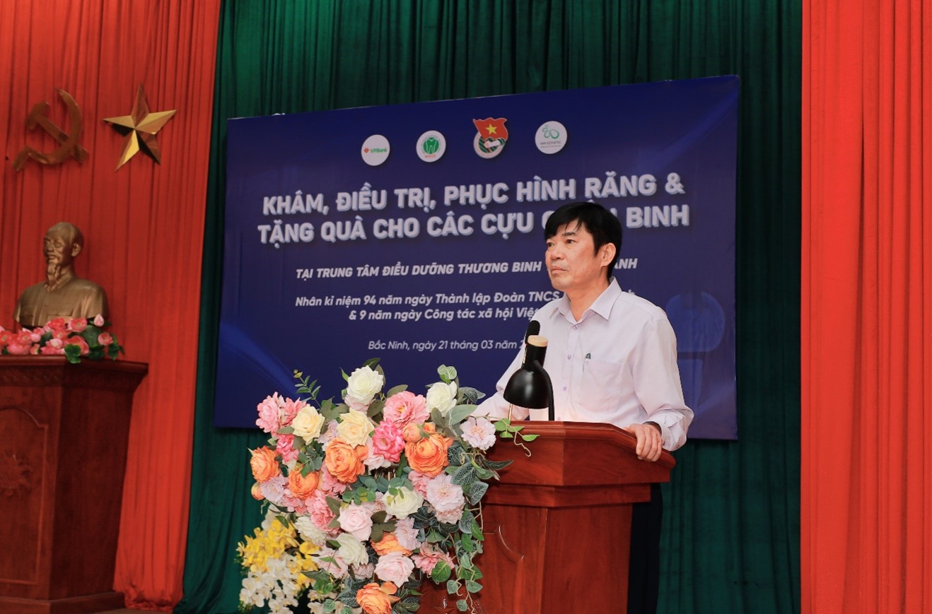 BS Nguyễn Văn Hương, Giám đốc trung tâm điều dưỡng thương binh Thuận Thành phát biểu